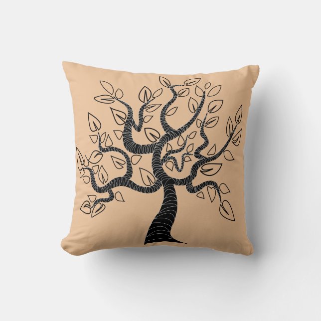 Beige Pillow Livets träd eller Välj Färg Kudde (Framsida)