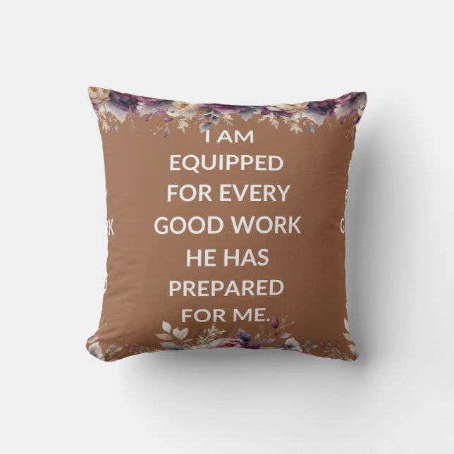 Beige pillow with a simple religious quote kudde (Framsida)