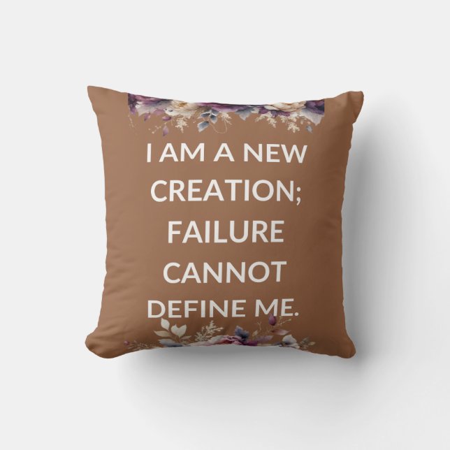 Beige pillow with a simple religious quote kudde (Framsida)