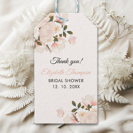 Beige Pink Floral Pattern Bridal Shower Presentetikett