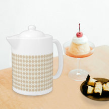 Beige Plaid Pattern Teapot