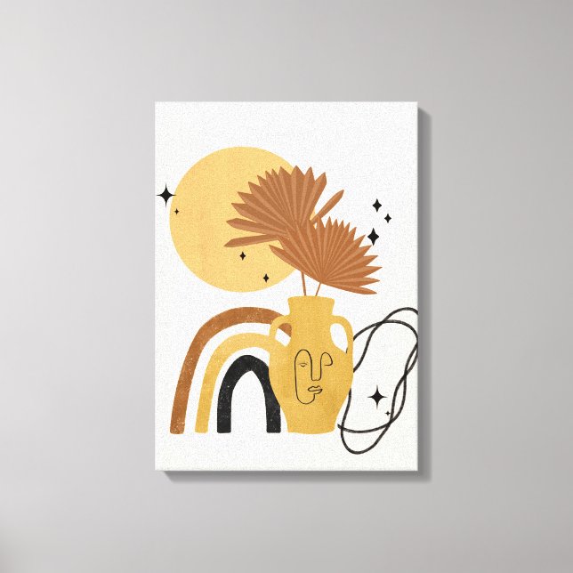 Beige Plant Abstrakt Boho Canvas (Framsida)