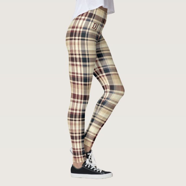 Beige Play Classic Checkered Mönster Chic Leggings (Höger)
