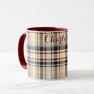 Beige Play Classic Checkered Mönster Mugg