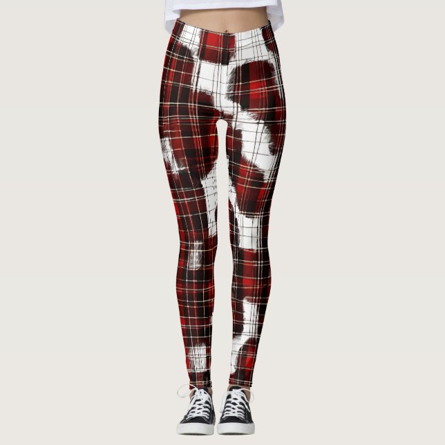 Beige Play Tartan Mönster Leggings (Framsida)