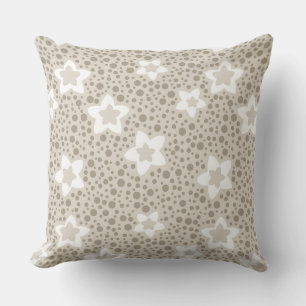 Beige polka-punktreflektor med stjärnor och blommo kudde