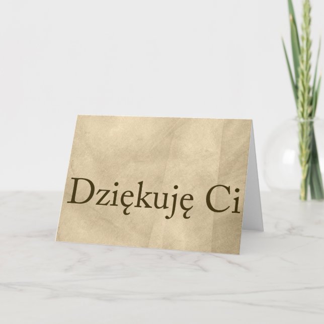 Beige polsk tackanmärkningsDziekuje Ci Tack Kort (Framsida)