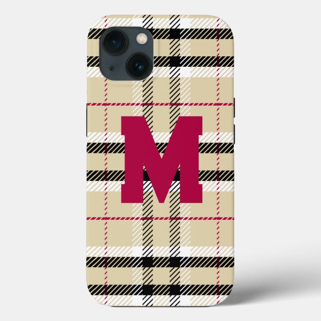 Beige Preppy Play Mode Monogram Personlig (Baksida)