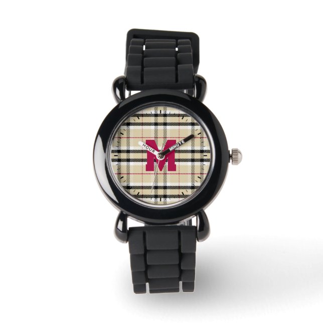 Beige Preppy Play Mode Monogram Personlig Armbandsur (Framsida)