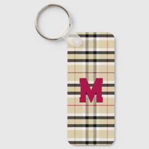 Beige Preppy Play Mode Monogram Personlig Nyckelring