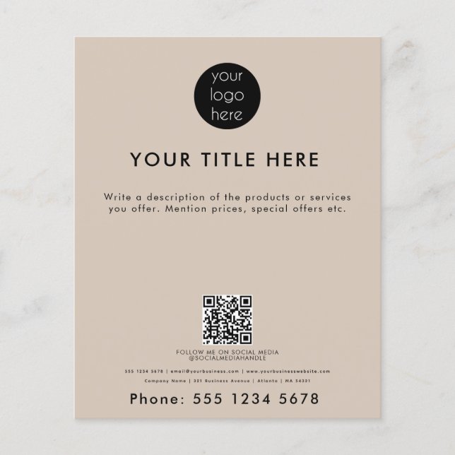 Beige Professionell Business Logotyp Promotive Flygblad (Framsidan)