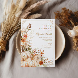 Beige Pumpkin Gender Neutral Baby Shower Inbjudningar