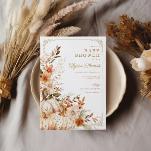 Beige Pumpkin Gender Neutral Baby Shower Inbjudningar