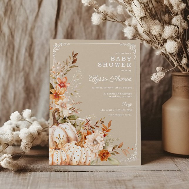Beige Pumpkin Gender Neutral Baby Shower Inbjudningar (Skapare uppladdad)