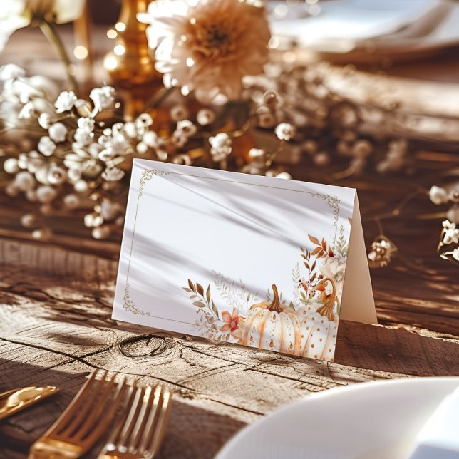 Beige Pumpkin Gender Neutral Baby Shower Placeringskort (Skapare uppladdad)