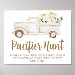 Beige Pumpkin Nappar Hunt Baby Shower Game Poster