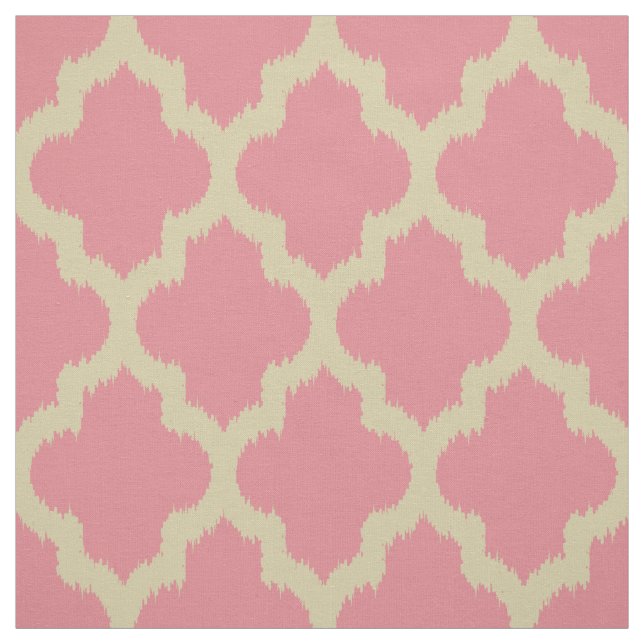 Beige Quatrefoil Ikat & Anpassningsbar Rosa Backgr Tyg (Provkarta)