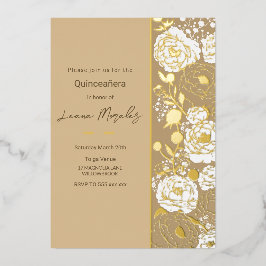 Beige Quinceañera Foil-inbjudan