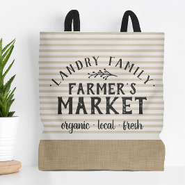 Beige Rand Anpassningsbar Farmer Market Tygkasse