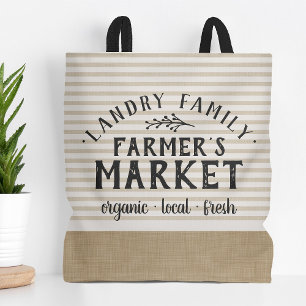 Beige Rand Anpassningsbar Farmer Market Tygkasse
