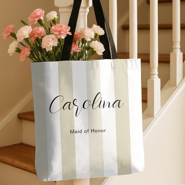 Beige Rand Bridesmaid Brudens sida Bachelorette Tygkasse (Skapare uppladdad)