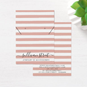 Beige Rand Earrings Necklace Visning Card Visitkort