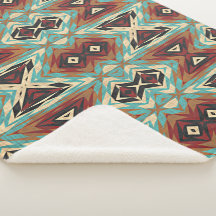 Beige Red Brown Aqua Blue Grönt Black Tribal Art