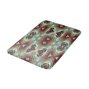 Beige Red Brown Aqua Blue Grönt Black Tribal Art Badrumsmatta