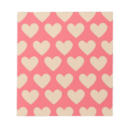 Beige Red Cute Simple Heart Mönster Anteckningsblock