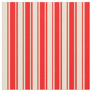 Beige & Red Färgad Linjer/Rand Mönster Tyg