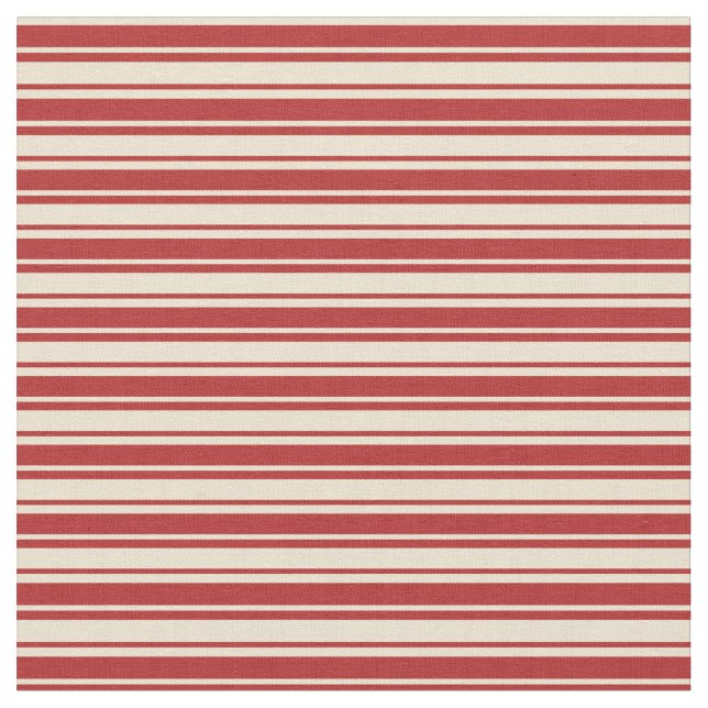 Beige & Red Stripe/Lining Mönster Tyg (Närbild)