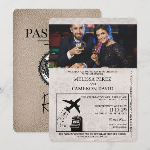 Beige Reno Passport Wedding bjudande Inbjudningar