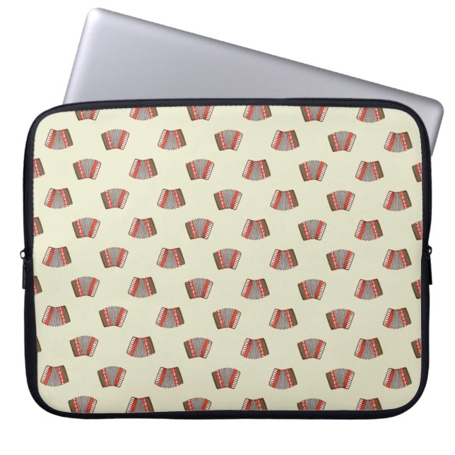 Beige Retro Accordion Mönster Laptop sleeve (Framsidan)