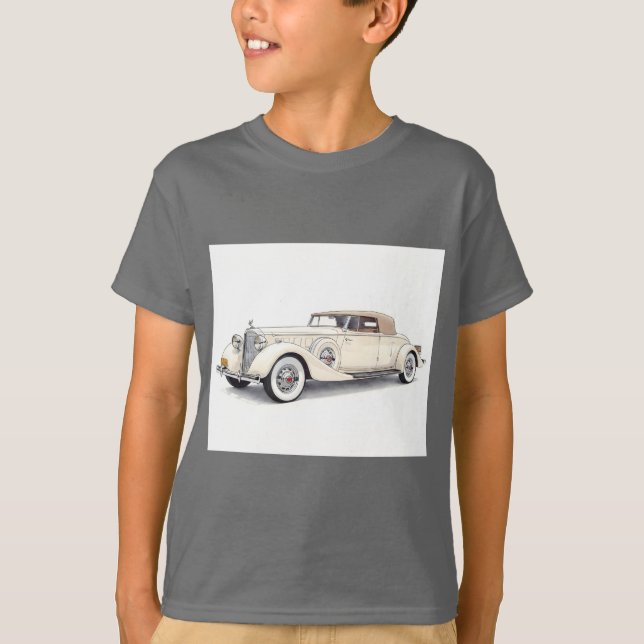 Beige Retro Car, samling av Natasha Us T Shirt (Framsida)