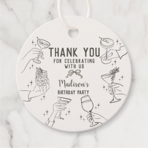 Beige Retro Cocktail Party Birthday Tack Gåvor Etiketter