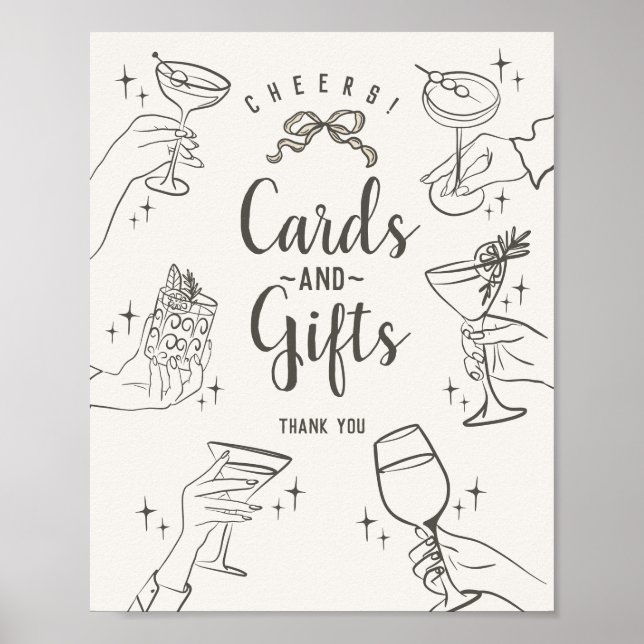 Beige Retro Cocktail Party-kort och presentkort Poster (Framsidan)