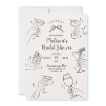 Beige Retro Cocktail Party Möhippa Inbjudan