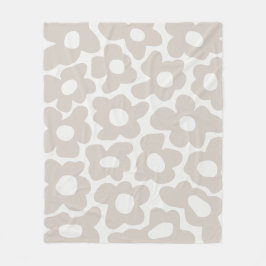 Beige Retro Groovy Baby Flowers Mönster Fleecefilt