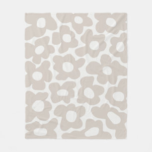 Beige Retro Groovy Baby Flowers Mönster Fleecefilt