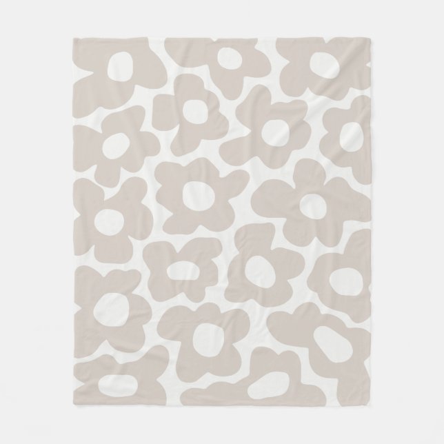 Beige Retro Groovy Baby Flowers Mönster Fleecefilt (Framsidan)