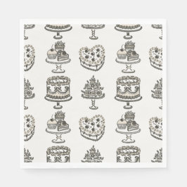 Beige Retro Hjärtlig Kakel Kakvalentinsdag Pappersservett