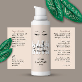 Beige Retro Lash Extensions Cleanser Foam Flaska Rektangulärt Klistermärke
