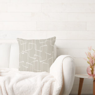 Beige Retro Lino Skriv ut geometriskt Mönster Kudde