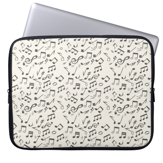Beige Retro Musik noter Background Laptop sleeve (Framsidan)