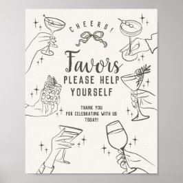 Beige Retro Vintage Cocktail Party favors-tecken Poster
