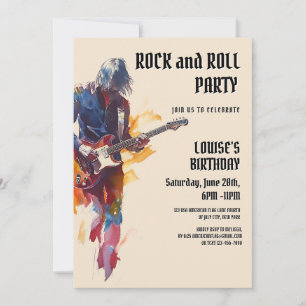 Beige Rock and roll-inbjudan Inbjudningar