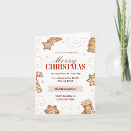 Beige Röd Akvarell Vintervärld: Pepparkakor Inbjudan