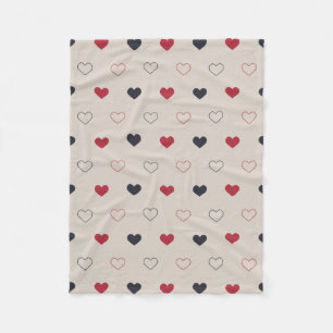 Beige & röd hjärt sömlös mönster Söt Minimal Fleecefilt