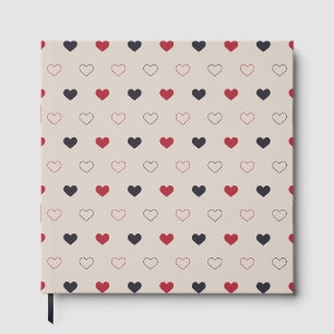 Beige & röd hjärt sömlös mönster Söt Minimal Gästböcker