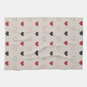 Beige & röd hjärt sömlös mönster Söt Minimal Kökshandduk